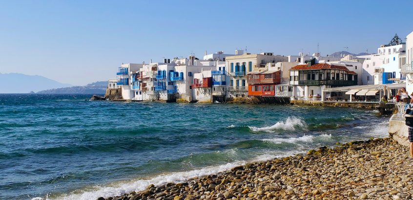 View of Little venice mykonos for a wedding