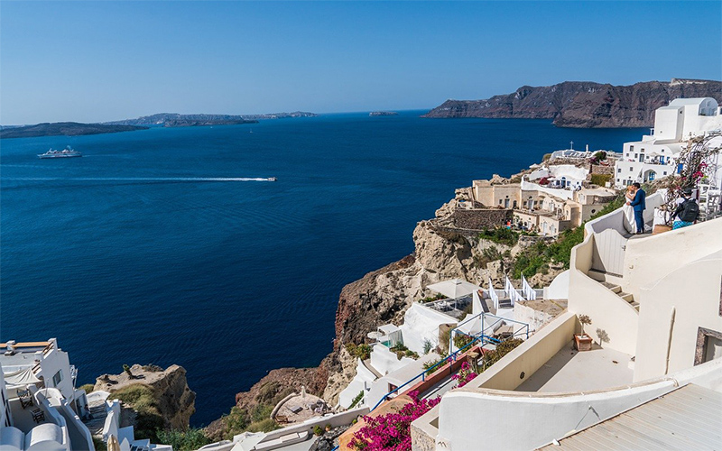 top view of santorini