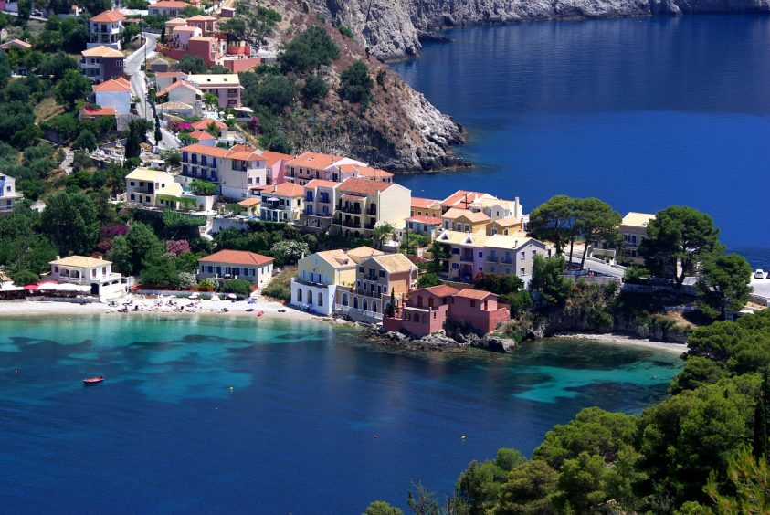 view of village and sea