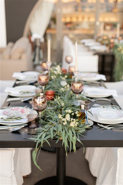 Flowers and candles setup for destination wedding in Ios