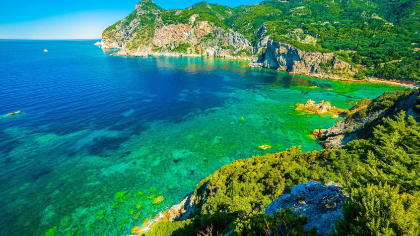 wedding in Corfu sea and hill view