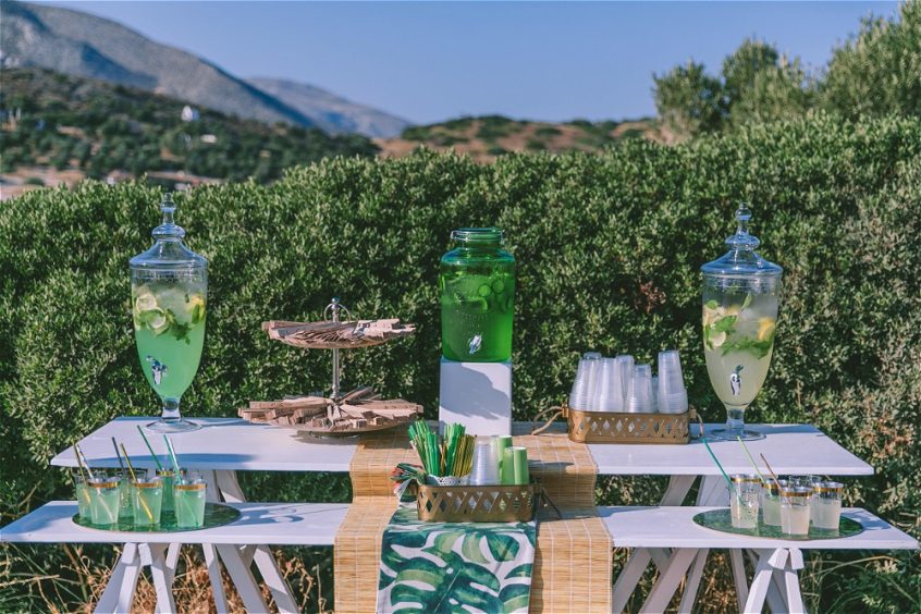 Candy bar setup by a Greek wedding planner