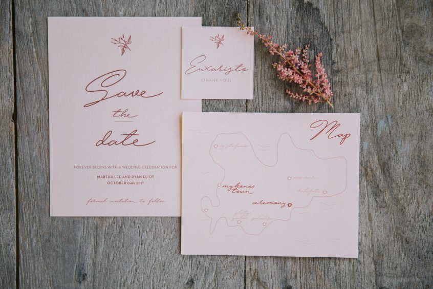 wedding stationery with grey background