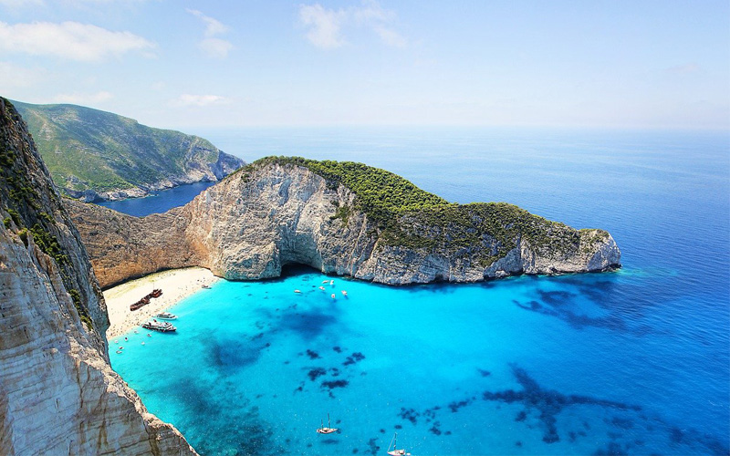 Famous beach on Greek island Zante